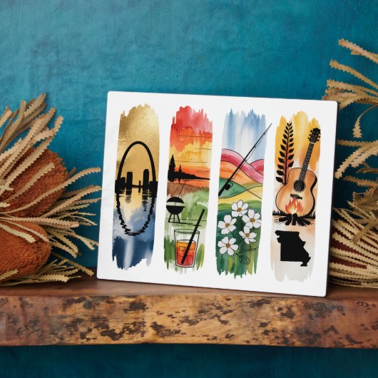 Missouri Watercolor Wall Art Plaque | State Sign w フォトプラーク (側面)