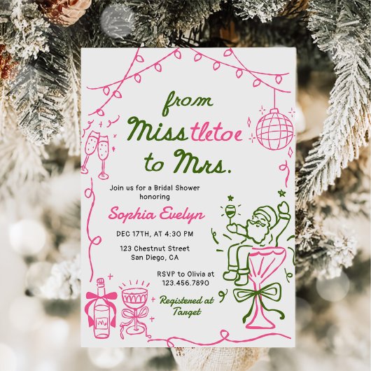 Misstletoe to Mrs Christmas Bridal Shower 招待状