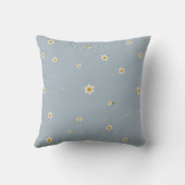 Mist Blue Japanese Narcissus Floral Pattern クッション (裏面)