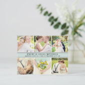 Mist Blue Monogramの写真結婚コラージュありがとう ポストカード (スタンド正面)