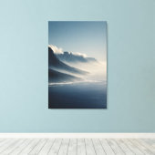 Mist-Covered Coastal Mountains Sunrise Glow キャンバスプリント (インサイチュ (ウッドフロア))