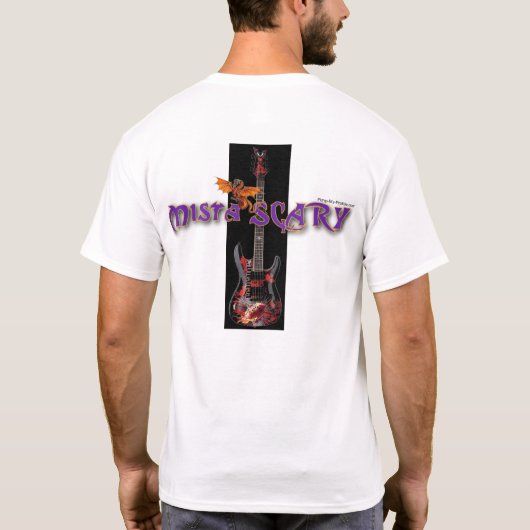 Mistaのカスタマイズ恐いロゴのギターのドラゴンのティー- Tシャツ (裏面)