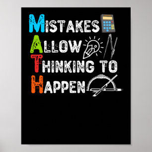 Mistakes Allow Thinking To Happen - Funny Math ポスター