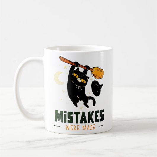 Mistakes Were Made Halloween Mug – Funny Black Cat コーヒーマグカップ (左)