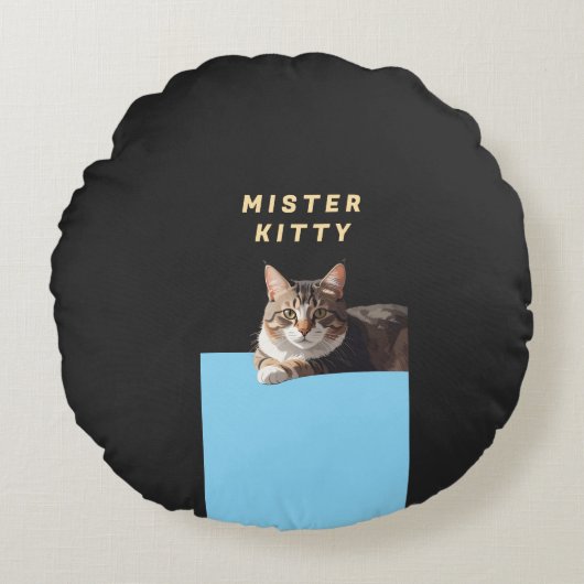 Mister Kitty – Cute Cat Character Design ラウンドクッション (正面)