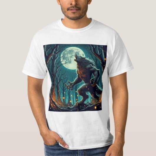 Misterio Lunar: Diseño de Hombre Lobo Tシャツ (正面)