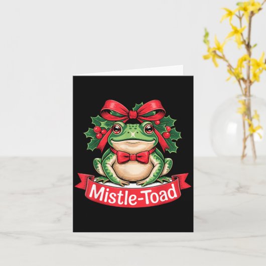 Mistle-toad Funny Christmas Toad Pun  カード (黄色い花)