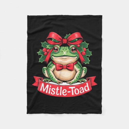 Mistle-toad Funny Christmas Toad Pun  フリースブランケット (正面)