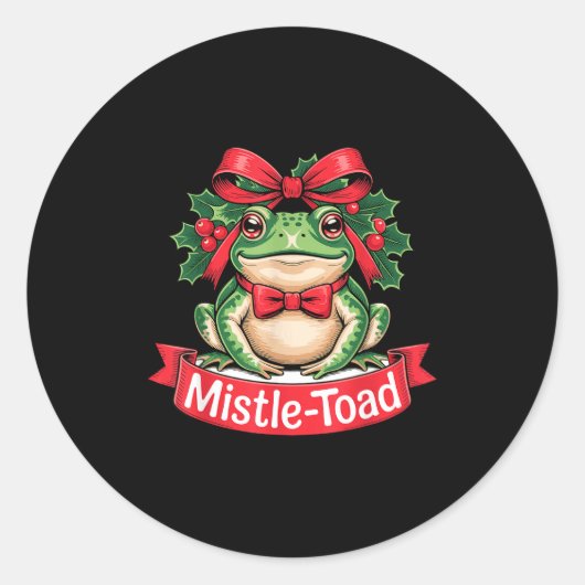 Mistle-toad Funny Christmas Toad Pun  ラウンドシール (正面)