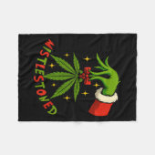 Mistlestoned Weed Leaf Funny Stoner Christmas フリースブランケット (正面(横))