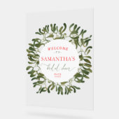 Mistleteフレームスクリプトブライダルシャワーへようこそ アクリルサイン (傾斜)