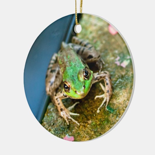 Mistletoad -円形の陶磁器のカエルのクリスマスのオーナメント セラミックオーナメント (左)