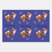 MistletoeとHolly Berryの2枚の写真 ラッピングペーパーシート (正面3)