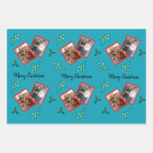 MistletoeとHolly Berryの2枚の写真 ラッピングペーパーシート (正面2)