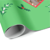 MistletoeとHolly Berryの2枚の写真 ラッピングペーパー (ロールコーナー)