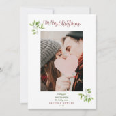 Mistletoeスクリプトメリークリスマスカップルの写真 シーズンカード (正面)