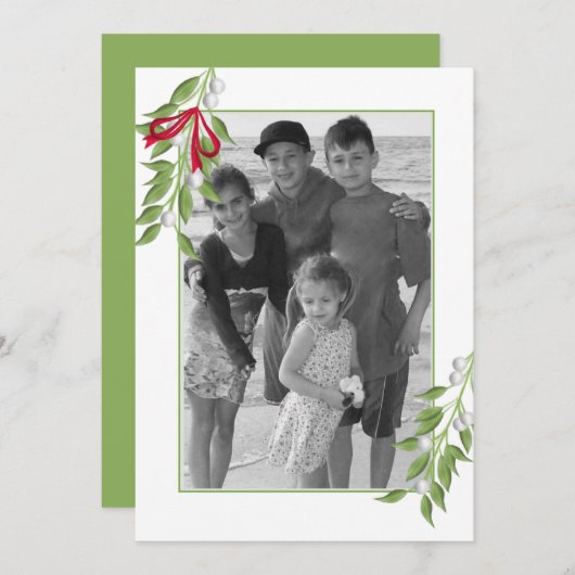 Mistletoeフォトグリーティングカード 招待状 (正面/裏面)