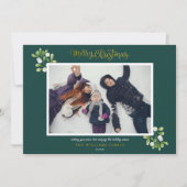 Mistletoeフォト金ゴールドスクリプトメリークリスマス シーズンカード (正面)