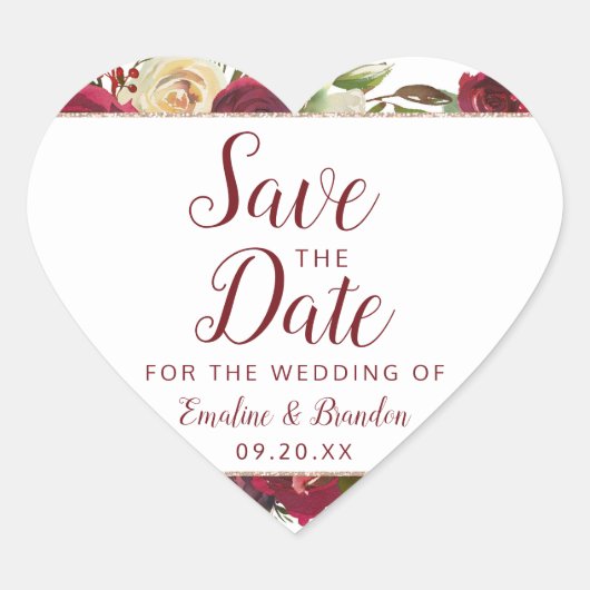 Mistletoeマナーウォーターカラー冬の保存日付 ハートシール (正面)