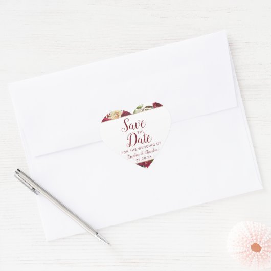 Mistletoeマナーウォーターカラー冬の保存日付 ハートシール (封筒)