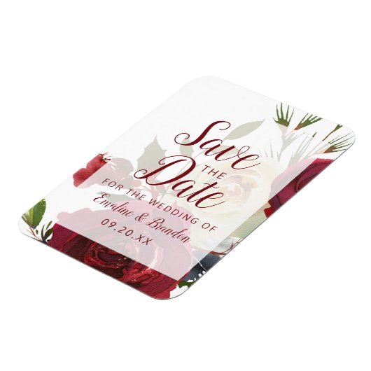 Mistletoeマナーウォーターカラー冬の保存日付 マグネット (左側)