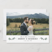 Mistletoe写真メリー結婚したクリスマスサンキュー サンキューカード (正面)