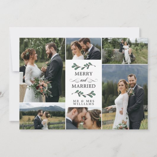 Mistletoe写真メリー結婚したコラージュのクリスマス サンキューカード (正面)