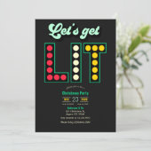 Mistletoe After Dark Get Lit Retro Christmas Party 招待状 (スタンド正面)