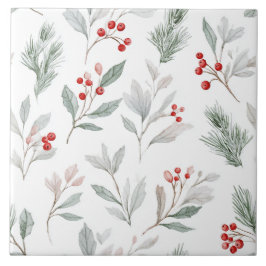 Mistletoe and Holly Berries Pattern タイル