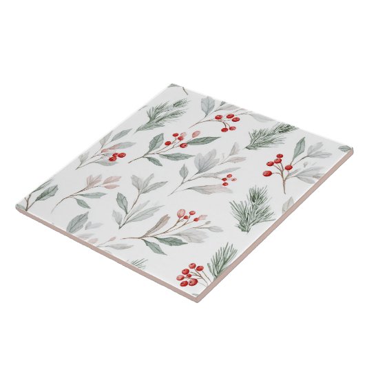 Mistletoe and Holly Berries Pattern タイル (側面)