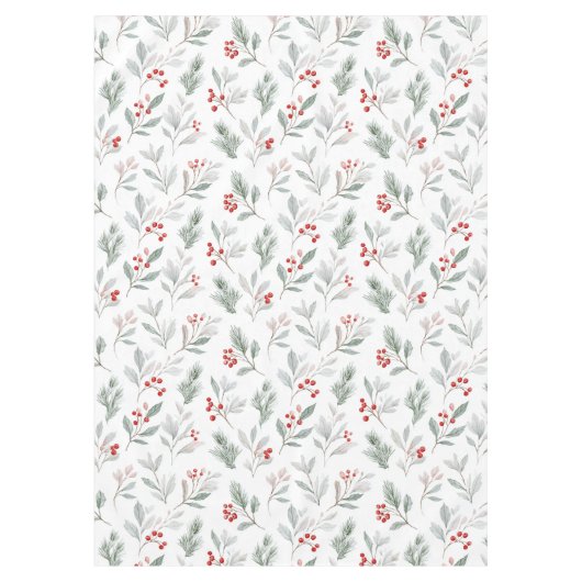 Mistletoe and Holly Berries Pattern テーブルクロス (正面)