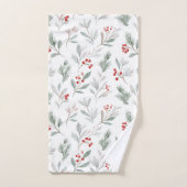 Mistletoe and Holly Berries Pattern バスタオルセット (ハンドタオル)