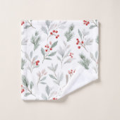 Mistletoe and Holly Berries Pattern バスタオルセット (ウォッシュタオル)