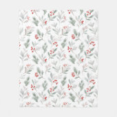Mistletoe and Holly Berries Pattern フリースブランケット (正面)