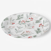 Mistletoe and Holly Berries Pattern ペーパープレート (アングル)
