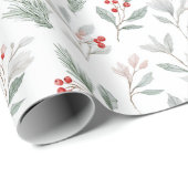 Mistletoe and Holly Berries Pattern ラッピングペーパー (ロールコーナー)