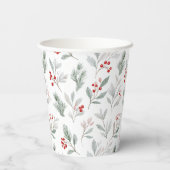 Mistletoe and Holly Berries Pattern 紙コップ (裏面)