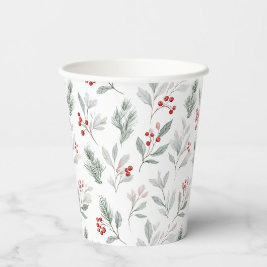 Mistletoe and Holly Berries Pattern 紙コップ (裏面)