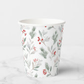 Mistletoe and Holly Berries Pattern 紙コップ (正面)