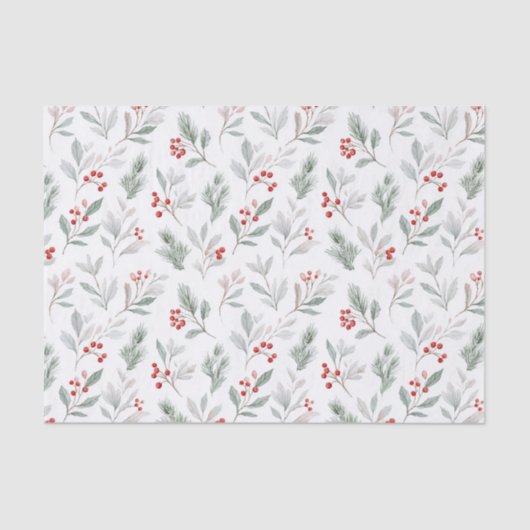 Mistletoe and Holly Berries Pattern 薄葉紙 (正面)