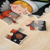 Mistletoe Christmas Angelic Carolers with trumpets ジグソーパズル (側面)