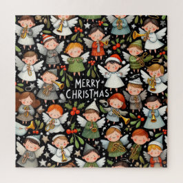 Mistletoe Christmas Angelic Carolers with trumpets ジグソーパズル