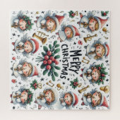 Mistletoe Christmas Angelic Carolers with trumpets ジグソーパズル (横)