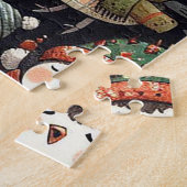 Mistletoe Christmas cute Penguin Carolers  ジグソーパズル (側面)