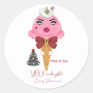 Mistletoe Christmas kissing sticker ラウンドシール