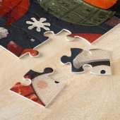 Mistletoe Christmas Penguin Carolers and robins ジグソーパズル (側面)