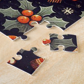 Mistletoe Christmas Penguin Carolers with trumpets ジグソーパズル (側面)