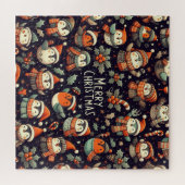 Mistletoe Christmas Penguin Carolers with trumpets ジグソーパズル (横)