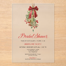 Mistletoe Christmas Winter Bridal Shower アクリル招待状