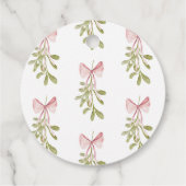 Mistletoe Dusty Rose Bow Bridal Shower フェイバータグ (裏面)